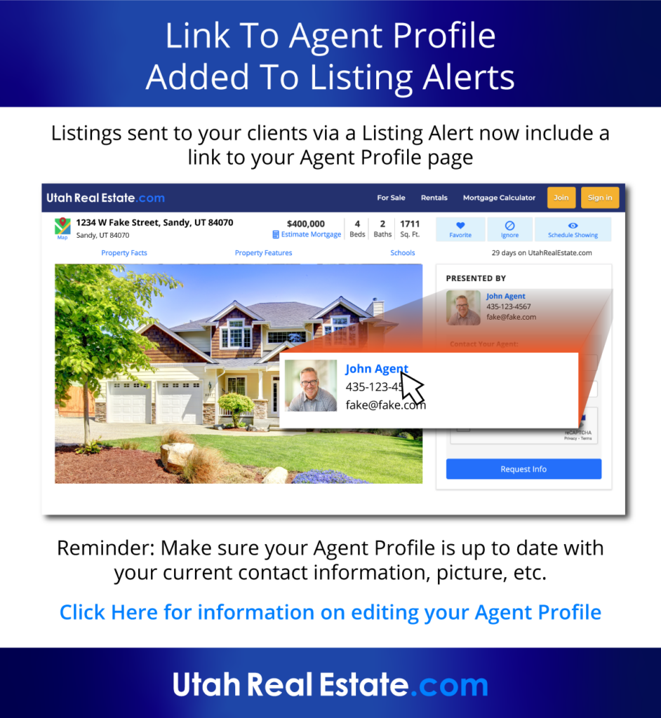 Link To Agent Profile Added To Listing Alerts