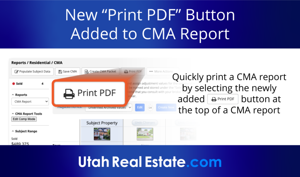 New "Print PDF" Button Added to CMA Report