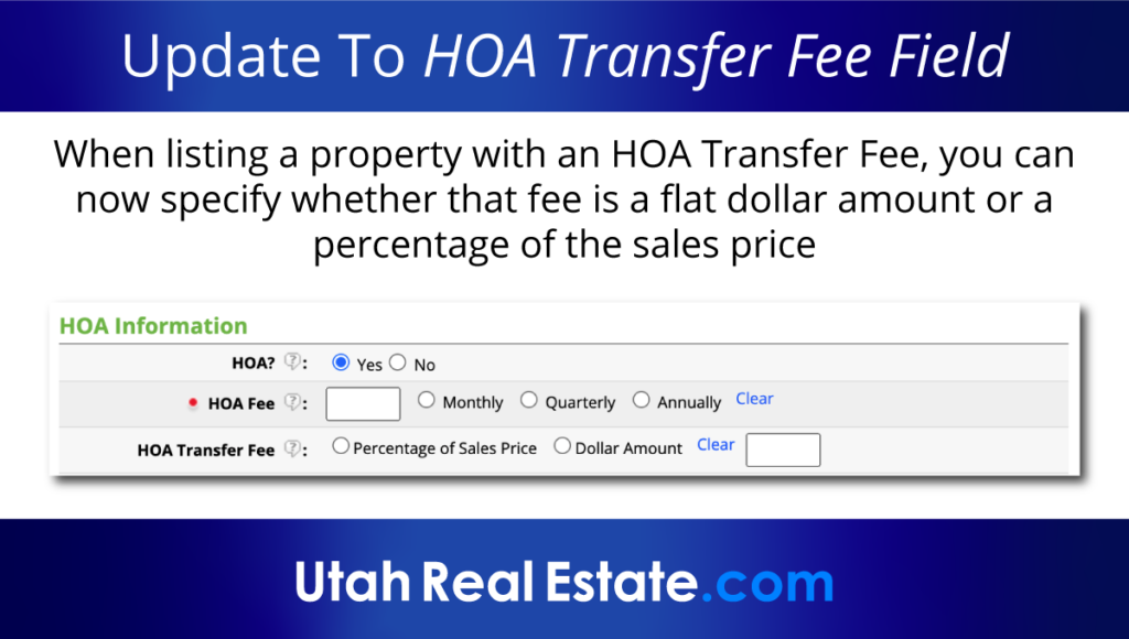 Update to HOA Transfer Fee Field