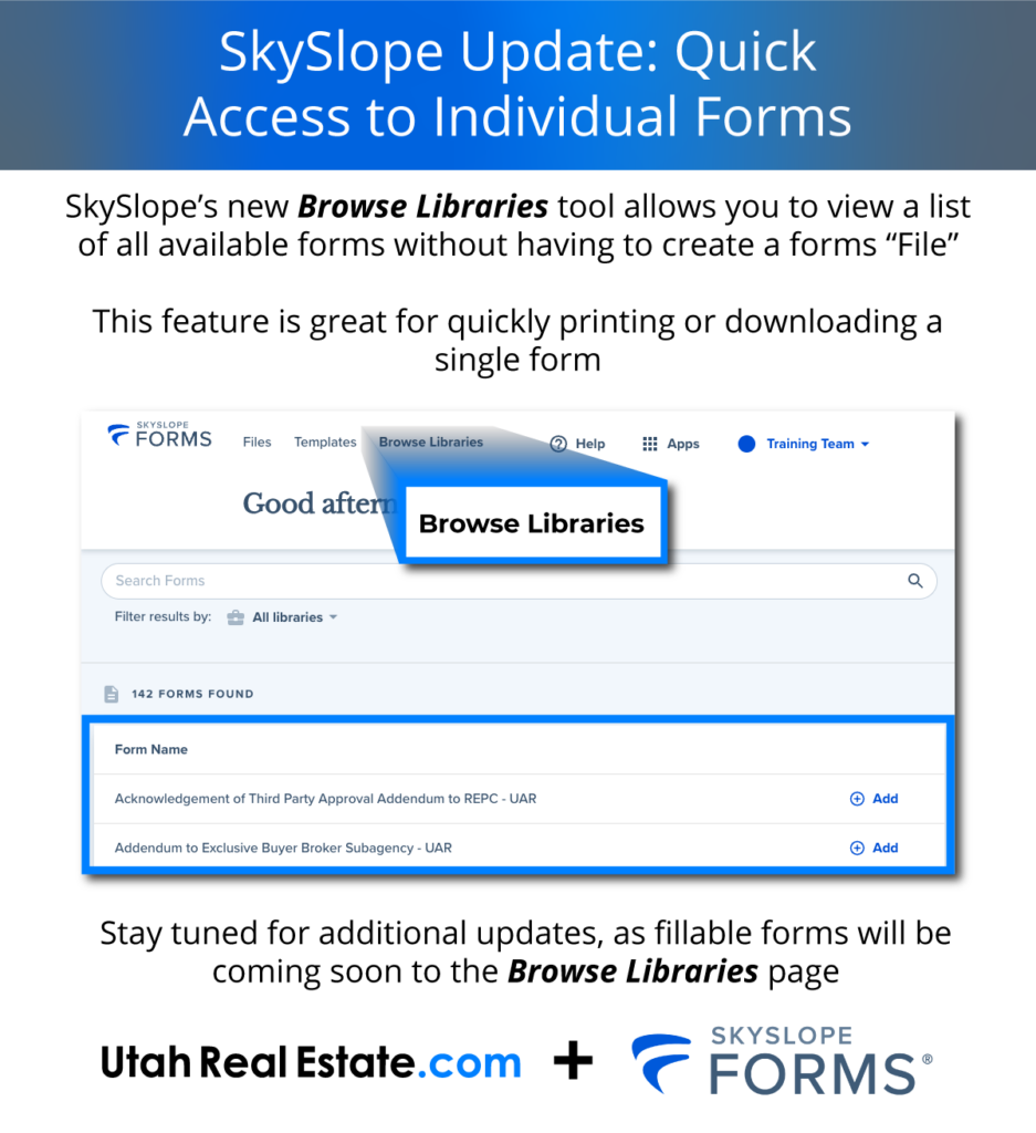 SkySlope Update: Quick Access to Individual Forms