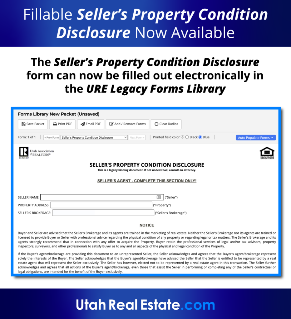 Fillable Seller's Property Condition Disclosure Now Available