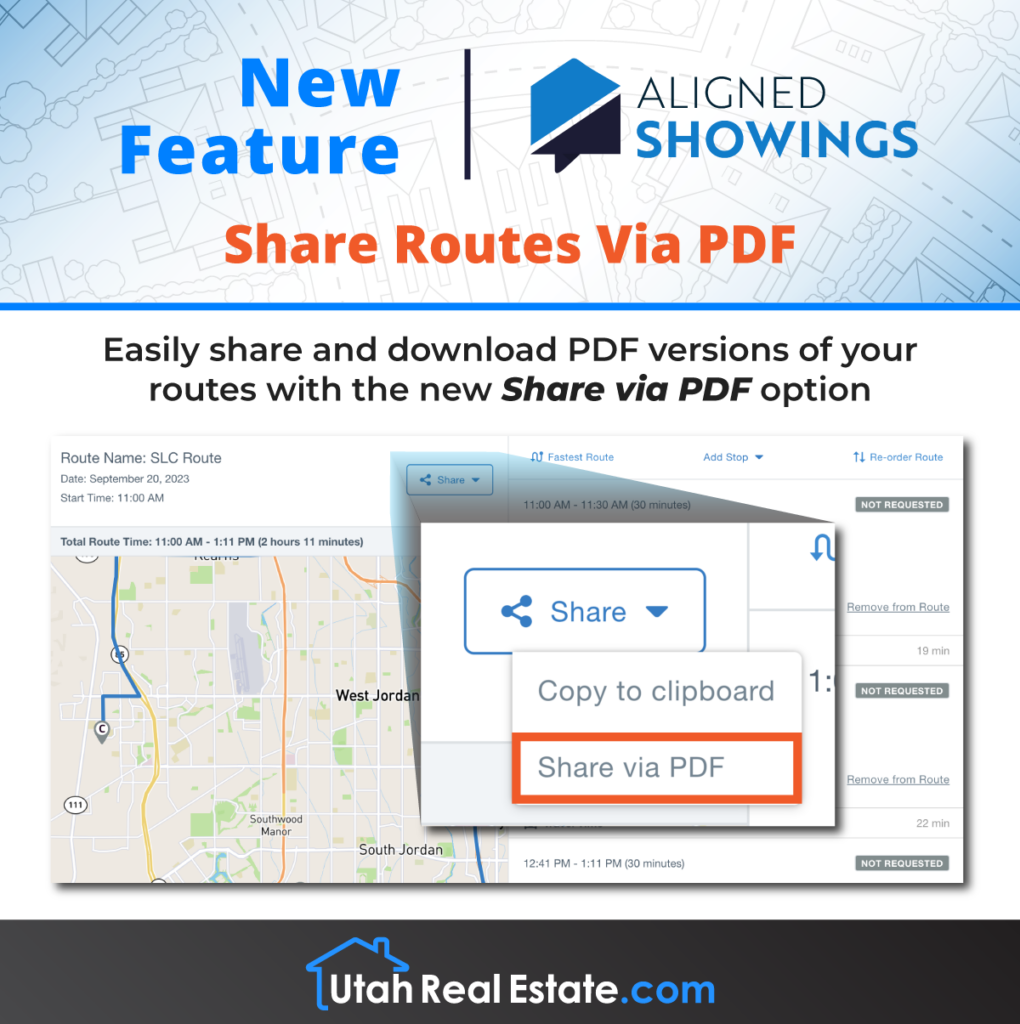 Aligned Showings - Share Routes Via PDF