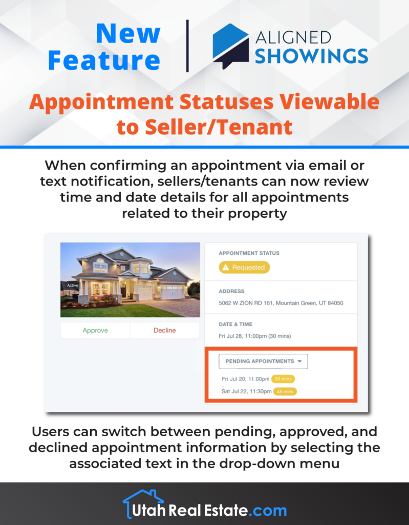 Aligned Showings New Feature - Appointment Statuses Viewable to Seller/Tenant