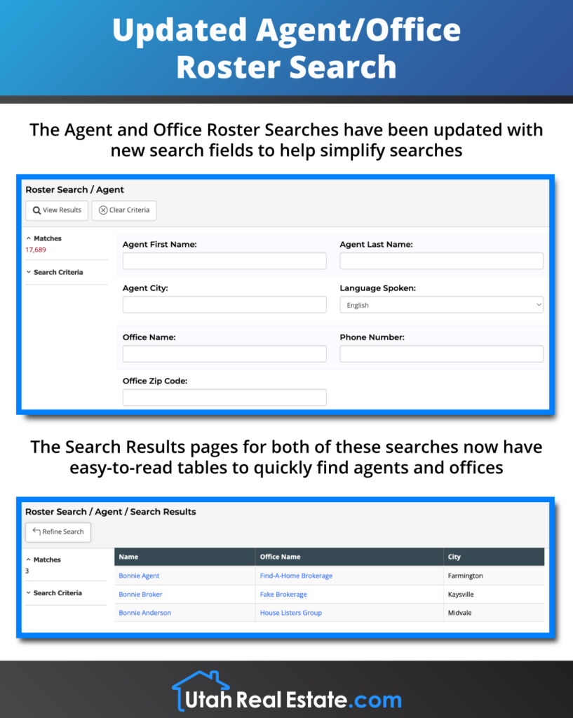 Updated Agent/Office Roster Search