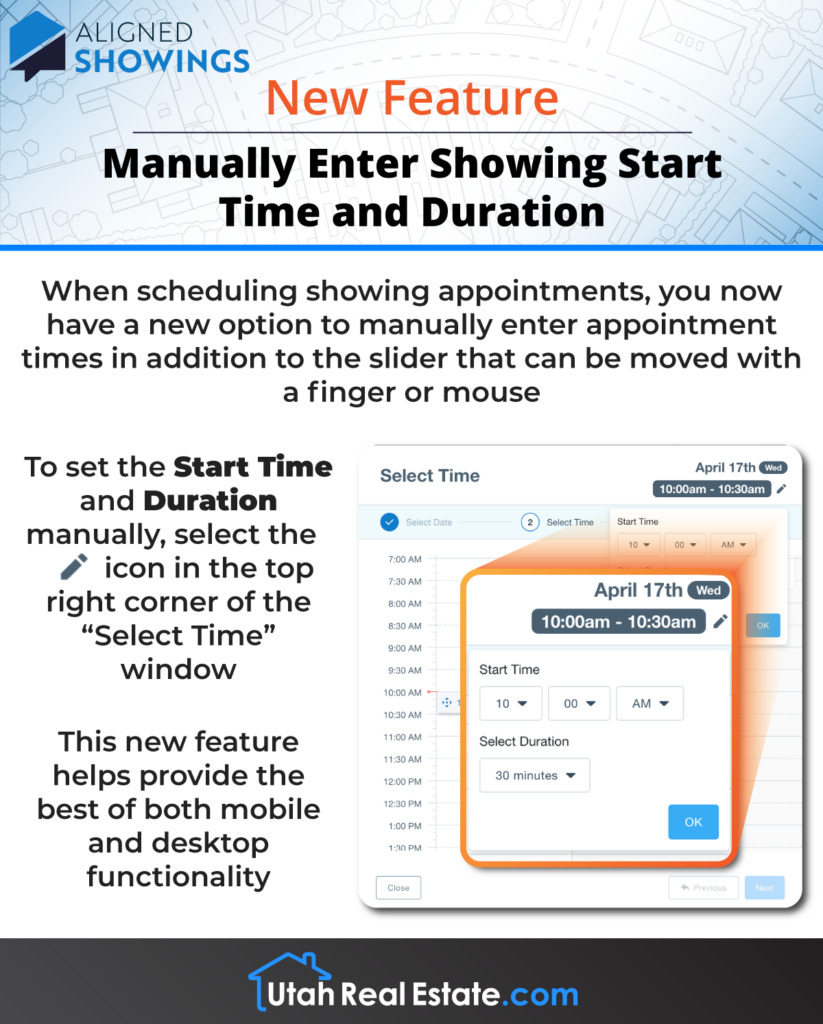 Manually Enter Showing Start Time and Duration in Aligned Showings