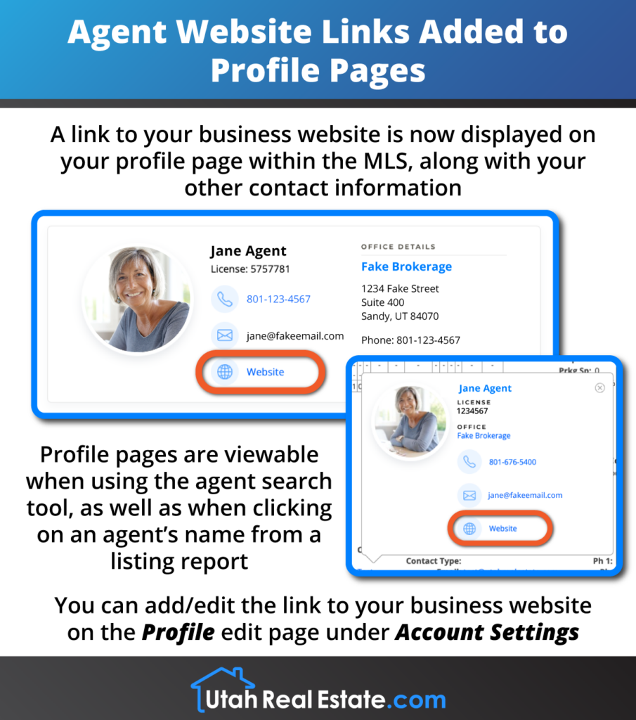 Agent Website Links Added to Profile Pages