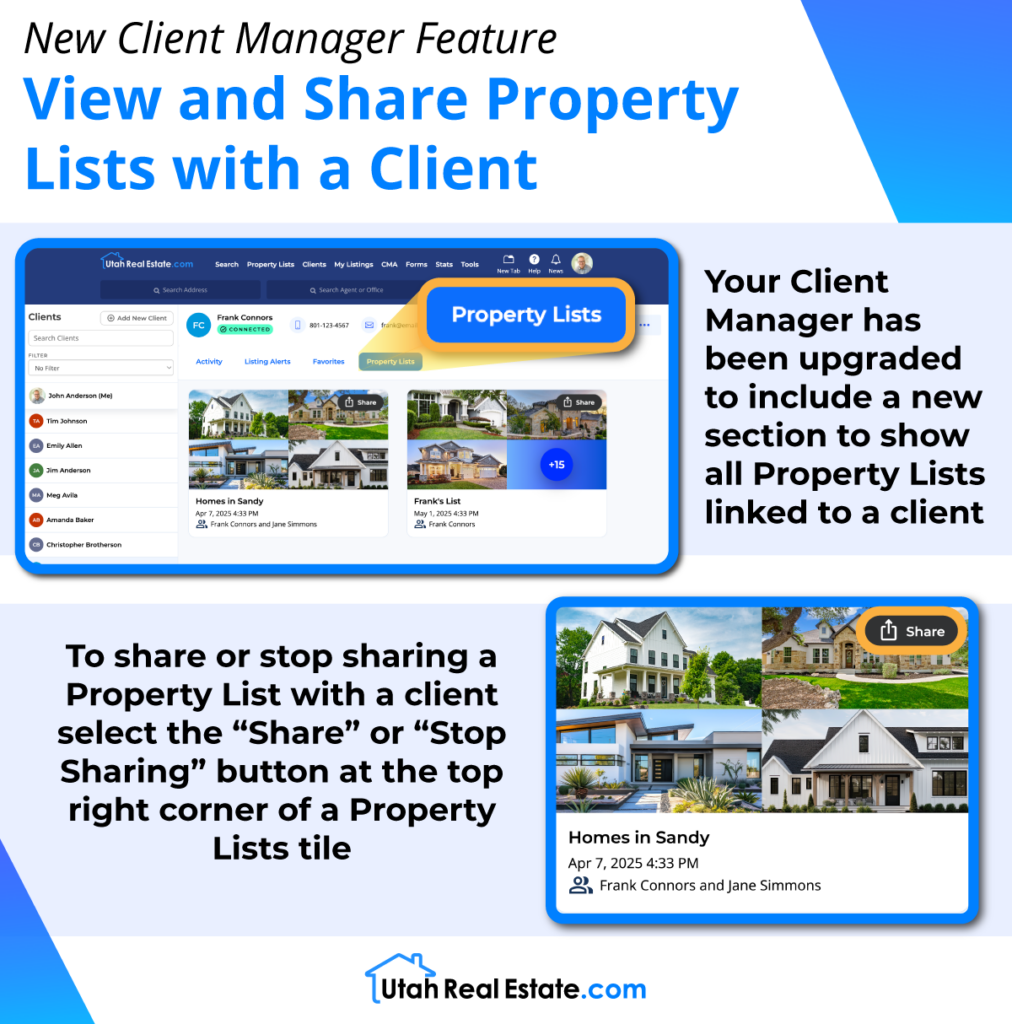 New Client Manager Feature - View and Share Property Lists with a Client