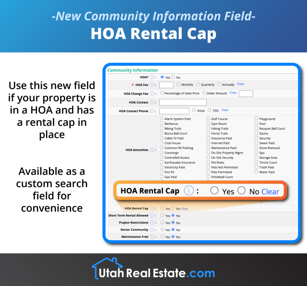New Community Information Field – HOA Rental Cap