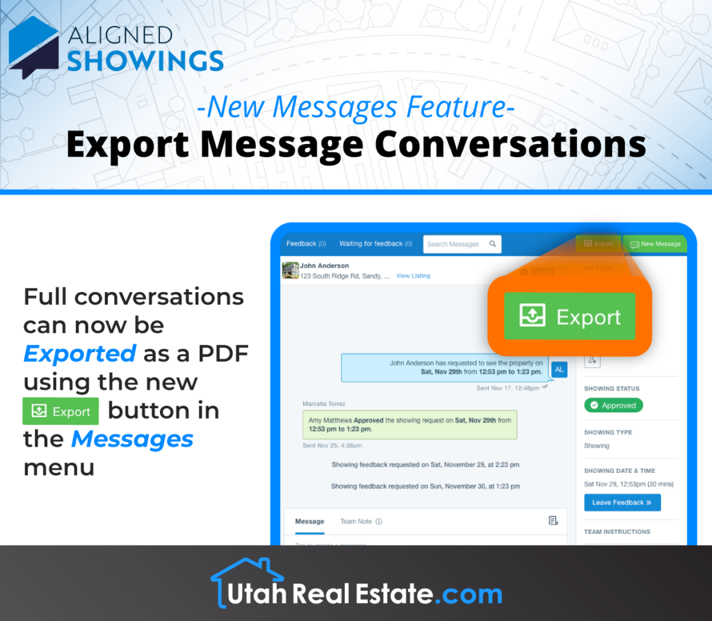 Aligned Showings Feature – Export Message Conversations