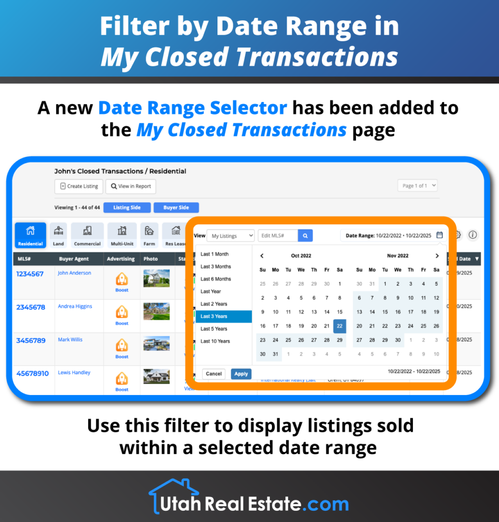 Filter by Date Range in My Closed Transactions