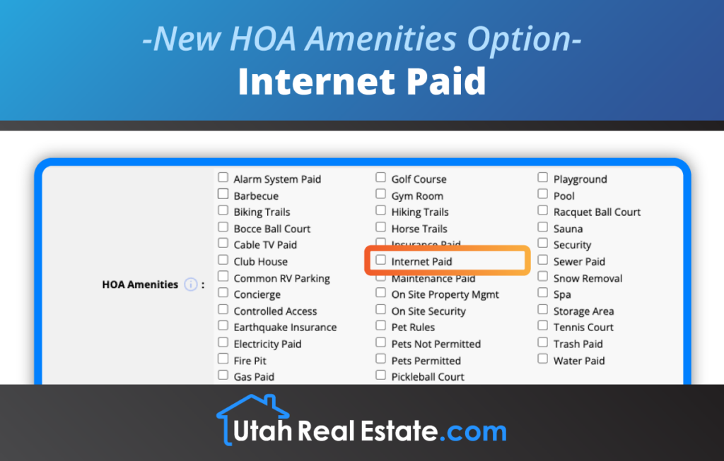 New HOA Amenities Option – Internet Paid